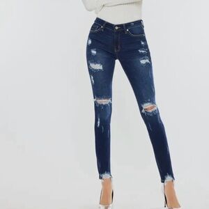 KanCan Midnight Blue Ripped Skinny Jeans